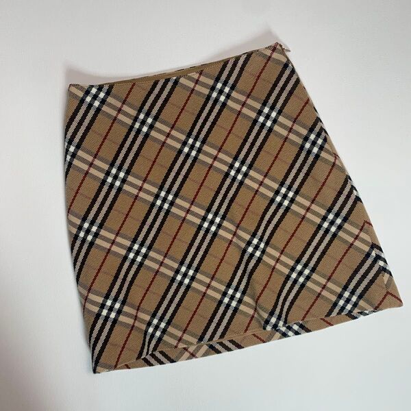 未使用級 バーバリーブルーレーベル BURBERRY BLUE LABEL ミニスカート タイトスカート ノバチェック ストレッチ