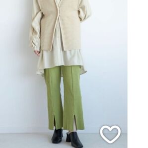 ローリーズファーム セルフカットスリットリブパンツ ピスタチオグリーン