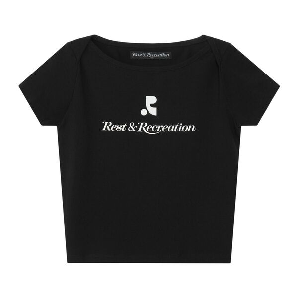 韓国 Rest&recreationショート丈 半袖 Tシャツ トップス 黒