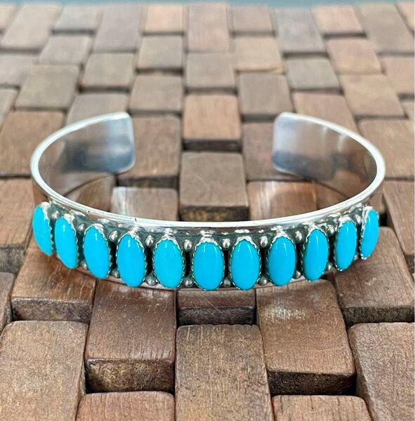 NAVAJO ナバホ族 Daniel Mike インディアンジュエリー 民族 シルバー925 ターコイズ ブレスレット バングル