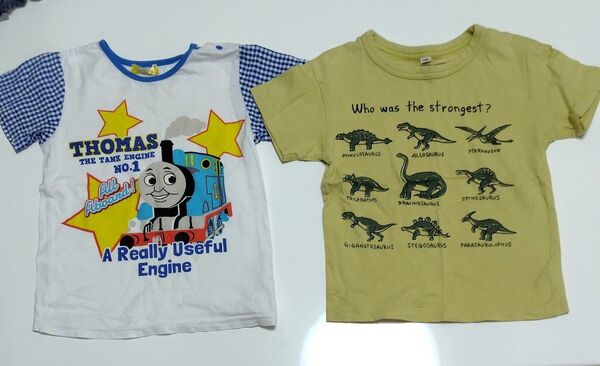 Tシャツ2枚セット、トーマス95センチ、恐竜100センチ