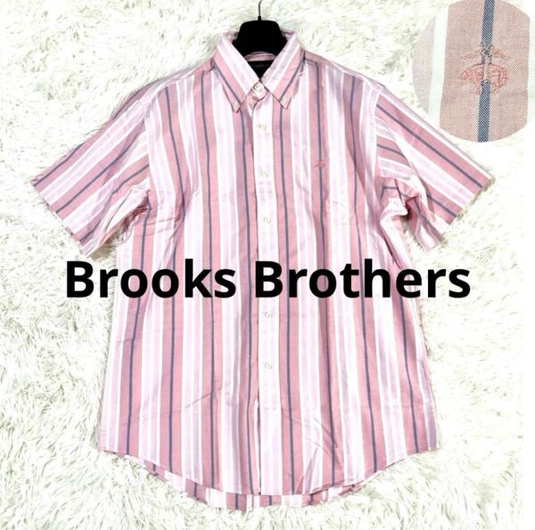 Brooks Brothersピンク ボタンダウン 半袖シャツ M