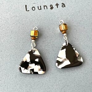 1778ハンドメイドピアス ハンドメイドイヤリング 樹脂ピアス 樹脂ポスト 金属フック 金属ポスト ノンホールピアス