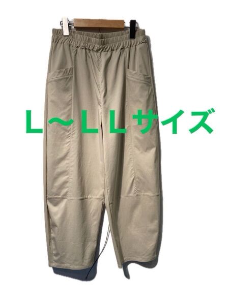 新品タグ付き綿ポリストレッチ総ゴム楽々カジュアルパンツ薄手春夏秋プカッゆるっサラッと足首丈軽く柔らかイージーパンツコクーンライン