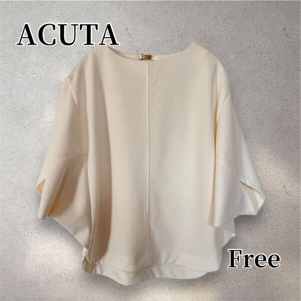 ACUTA アクータ アイボリー 五分袖トップス ドルマン ビジネス オフィス きれいめ 上品 フォーマル