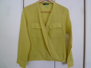 BOSCH/ Bosch 0 yellow green series deep Vkashu cool blouse shirt cut and sewn 38/ long sleeve tops Vicky 0T73