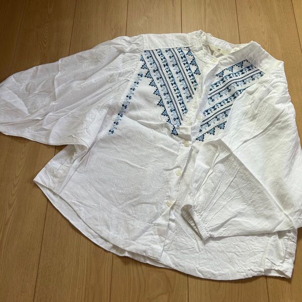 ブラウス ホワイト 長袖 シャツ トップス ゆったり H&M xsサイズ