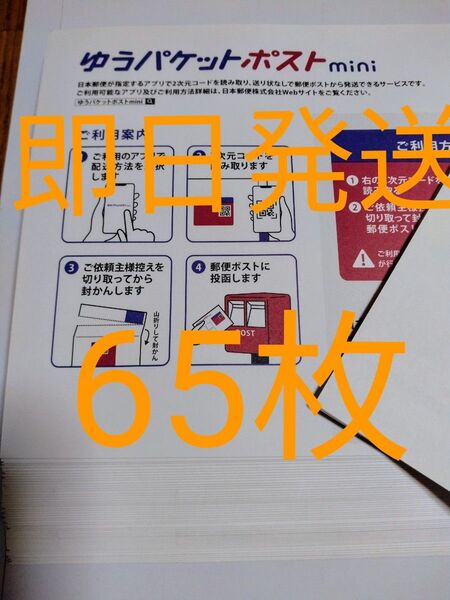 ゆうパケットポストmini専用封筒65枚 即日発送 折り紙1枚