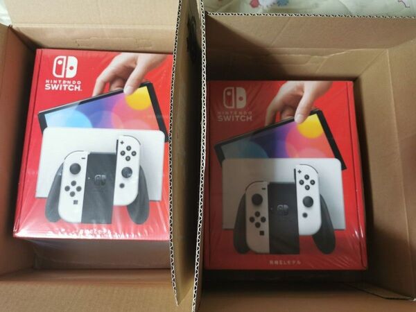 【2台】Nintendo Switch(有機ELモデル) Joy-Con(L)/(R) ホワイト 本体【新品未開封】