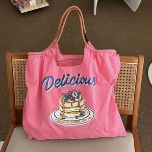 トートバッグ ホットケーキ ピンク ボールアンドチェーン オシャレ 人気 刺繍 海 プール アウトドア レジャー エコバッグ