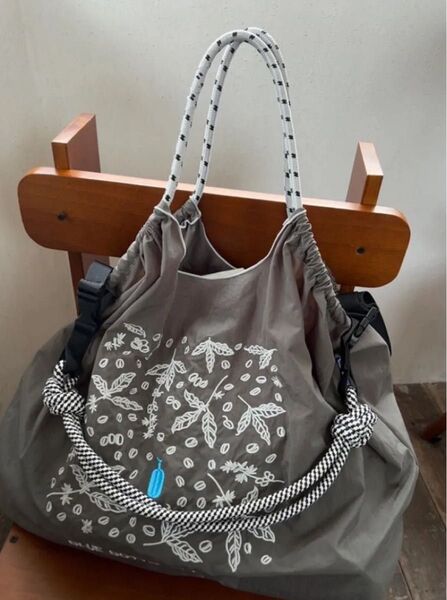 トートバッグ ハンドバッグ ボールアンドチェーン ショルダーベルト付き グレー 刺繍 レディース ブルーボトルコーヒー 人気