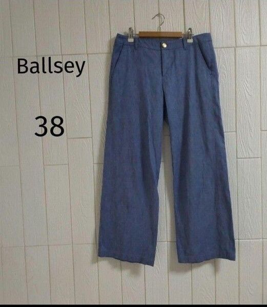 Ballsey リネンライク ストレッチセミワイド パンツ ライトブルー L 38size 日本製 トゥモローランド