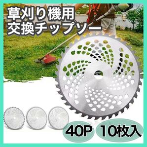 替刃 10枚 チップソー 草刈り機 外径255mm×穴径25.4mm 40P