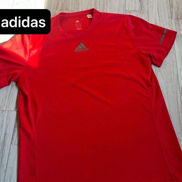 adidas アディダス Tシャツ レッド トレーニングウェア 半袖Tシャツ 半袖 スポーツウェア