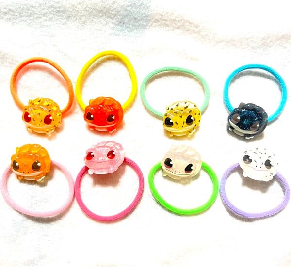 レオパ レオパードゲッコー ヒョウモントカゲモドキ ヤモリ 爬虫類 グッズ セット ヘアゴム 髪ゴム 推し色 髪飾り
