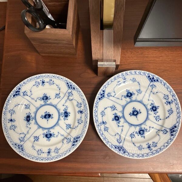 ロイヤルコペンハーゲン ブルーフルーテッド ハーフレース17cm セット プレート ROYAL COPENHAGEN ペア