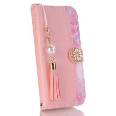 iphone13mini手帳型ケース保護カバー 花柄ピンク☆