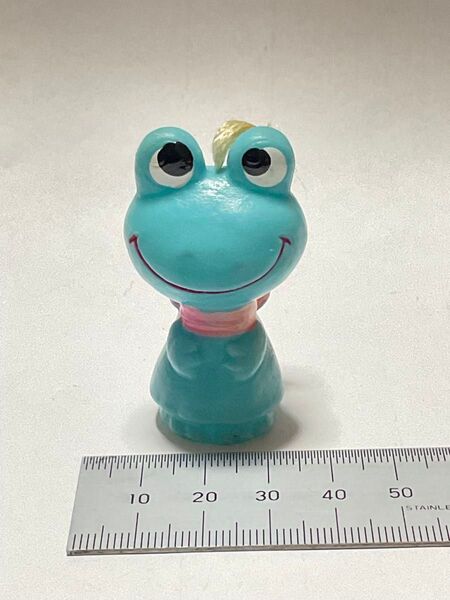 ソフビ 当時物 カエル 昭和レトロ ケロちゃん フィギュア コルゲンコーワ ノベルティ 水色1