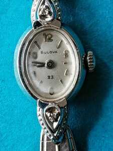  Vintage Broba 14K WG diamond ручной завод женские наручные часы 
