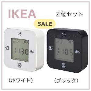 ☆SALE【新品】IKEA イケア 時計 2個セット(ホワイト+ブラック)クロッキス 温度計 タイマー アラーム