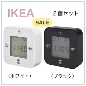 ☆SALE【新品】IKEA イケア 時計 2個セット(ホワイト+ブラック)クロッキス 温度計 タイマー アラーム