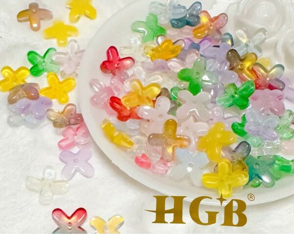 HGBブランド ガラスビーズ 金木犀HN04 mixカラー1セット100個 360円