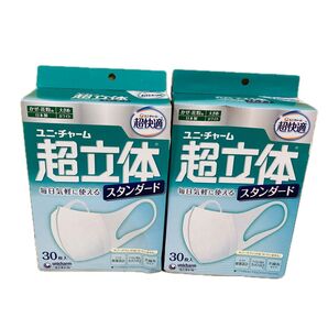 ユニチャーム 超立体マスク かぜ・花粉用 スタンダード 大きめサイズ ホワイト 30枚入×2箱