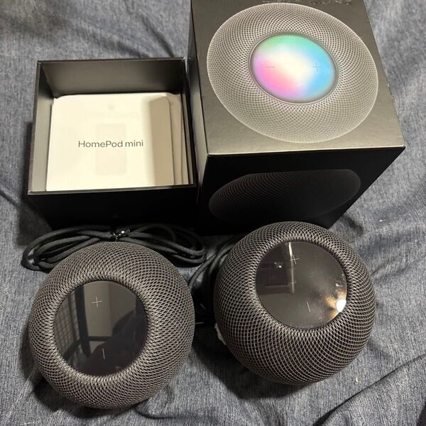 中古美品 HomePod mini 2台セット Apple ホームポッドミニ MY5G2J/A space gray A2374