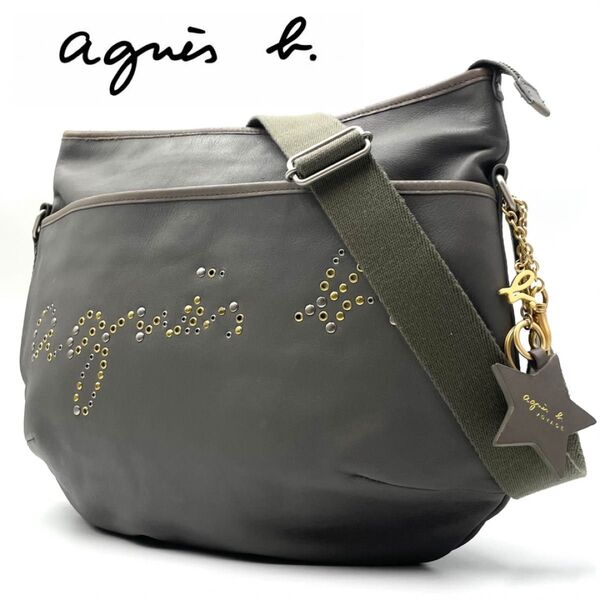 アニエスベー agnes b. ショルダーバッグ レザー スタッズ チャーム