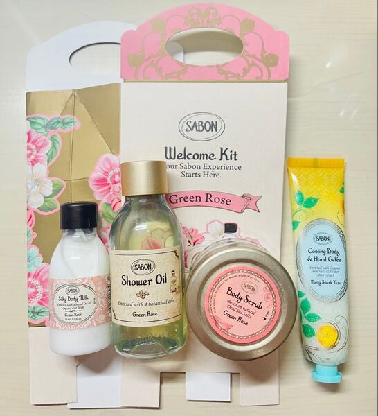 SABON ウェルカムキット グリーンローズ サボン welcomekit ボディ&ハンドジェル minty spark yuzu