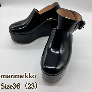 marimekko ウェッジソールサンダル ブラック 36(23cm)