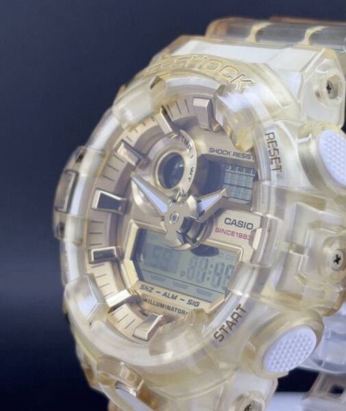 CASIO G-SHOCK GA735E グレイシアゴールド 腕時計 クリア スケルトン ゴールド 35周年モデル 説明書 タグ付