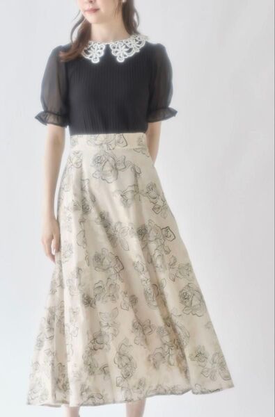 tocco closet ラインフラワープリントオパールフレアスカート レディース 花柄 フェミニン 春 夏 スカート