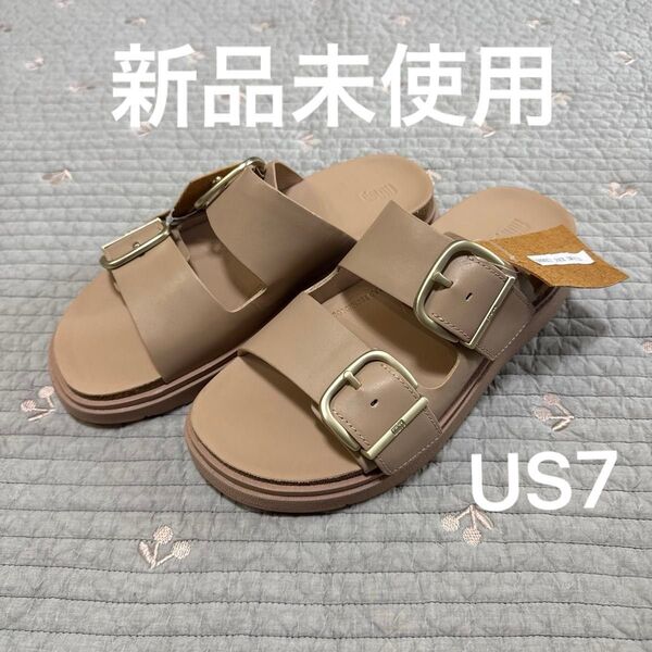 新品未使用☆fitflop フィットフロップ US7 23.5-24cm ピンクベージュヌードカラー サンダル レザー