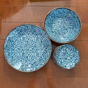 食器セット 大皿1枚、中鉢1皿、小皿5枚 ブルー