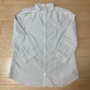 レディース トップス 七分袖 シャツ ブラウス スタンドカラー 白