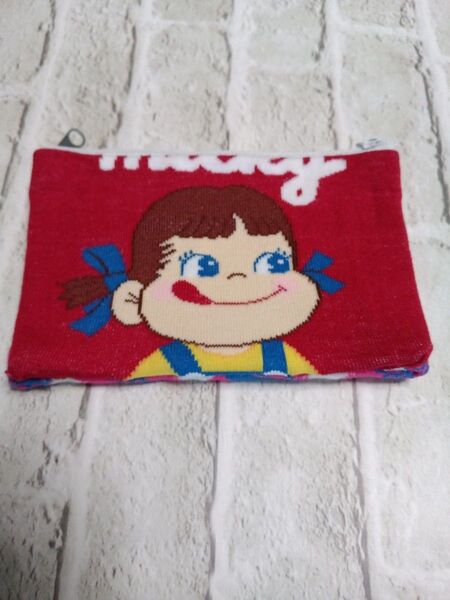 靴下リメイク★Wジップビニールポーチ ハンドメイド