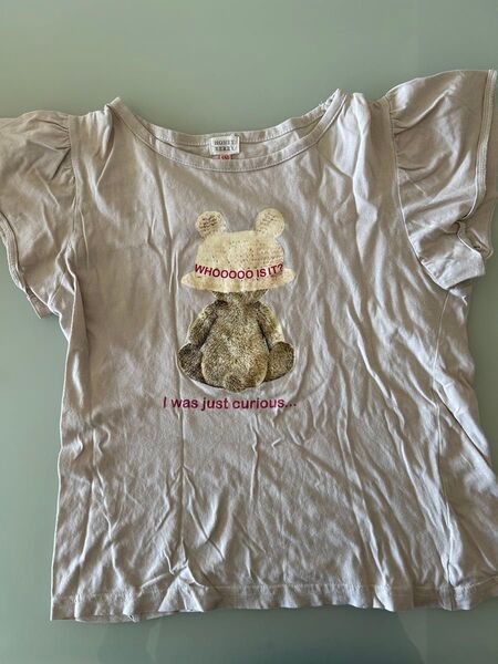 女の子キッズ肩フリル Tシャツ トップスくまさん150