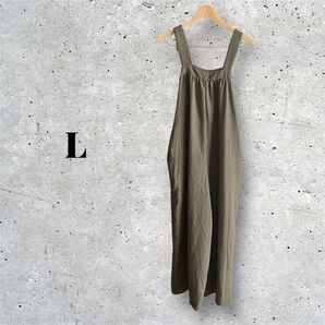 レディース オールインワン サロペット ゆったり カーキ L