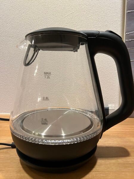 ガラス製電気ケトル 1.2L LEDライト