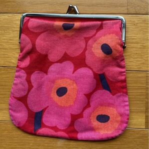 marimekko がま口 ポーチ ウニッコ レッド系