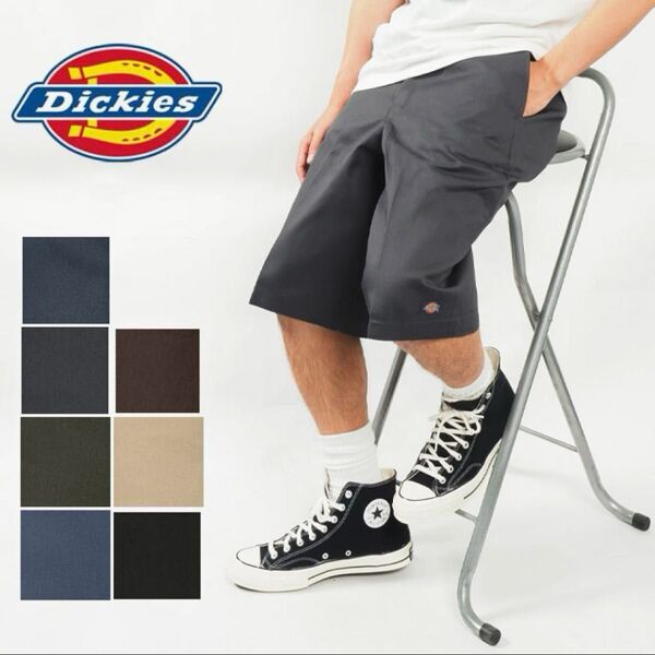 【美品】DICKIESディッキーズ★人気定番ルーズフィットワークパンツ42283/ハーフパンツ/ショーツズボン★ネイビー紺/W31