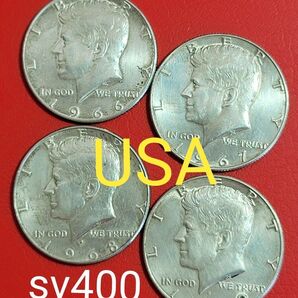 アメリカ合衆国ケネディハーフダラー 銀貨 1966・67・68・69 年 sv400