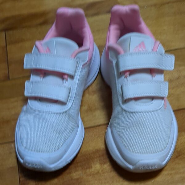 adidas 子供用スニーカー 21cm ホワイト/ピンク