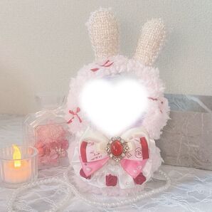 ぬい服 16cm 着ぐるみ うさぎ ピンク レッド クリーム