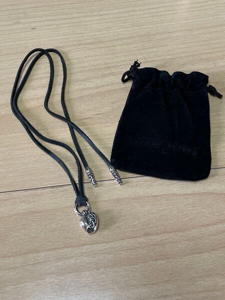 クロムハーツ ハート チャーム レザーブレイド ネックレス シルバー CHROME HEARTS heart ペンダント