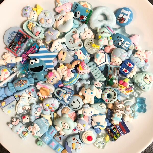 デコパーツ 100個 まとめ売り blue