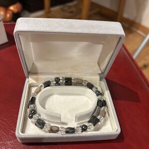 天然石とヘマタイトのブレスレット