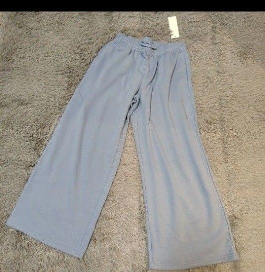 新品 UNIQLO ユニクロ スウェットワイドパンツ ブルー Lサイズ