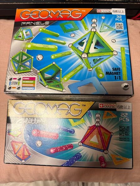 Geomag マグネットブロック 2セット パズル カラフル キッズ 子供 知育玩具 男女兼用 プッシュアップバー ゲオマグ